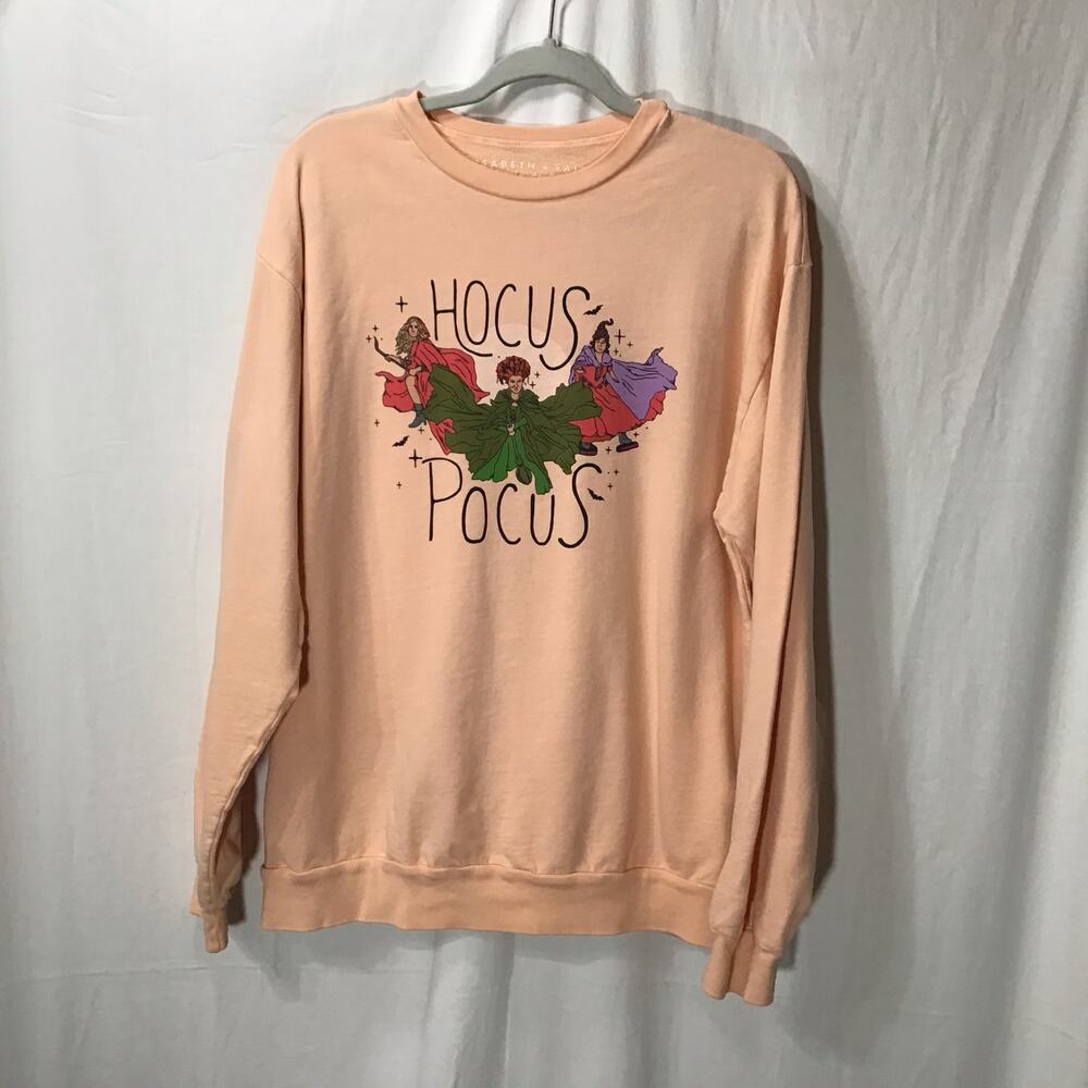 Elisabeth + Faith 100% Organic Preshrunk Cotton Hocus Pocus Peach Sweatshirt XL